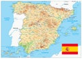 Spain Physical Map Royalty Free Stock Photo